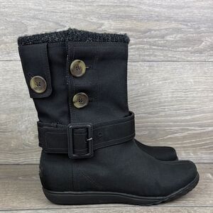 Sorel Milano Breve Women’s Sz 7 Black Warm Waterproof Buckle Button Winter Boots